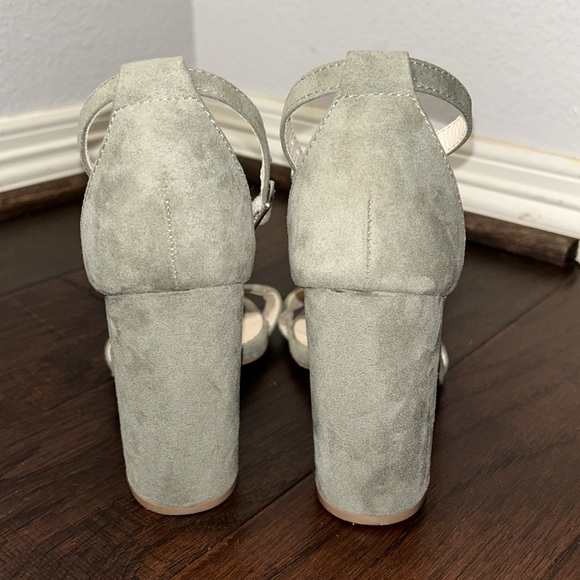 Sage Green Open Toe Stiletto Heels - Picture 3 of 6